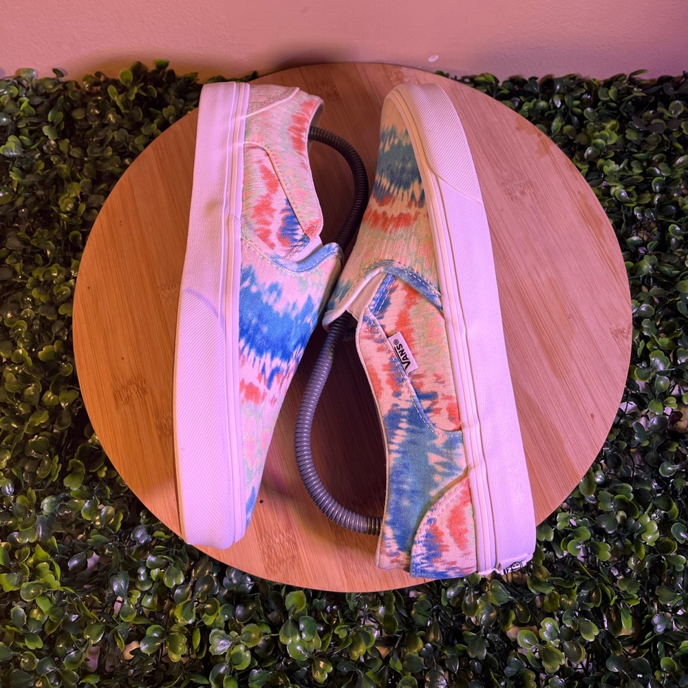 🔥 VANS ASHER PSYCHEDELIC SLIP-ON TIE DYE CANVAS SKATEBOARDING SHOES WOMENS SZ 10 - Picture 6 of 9